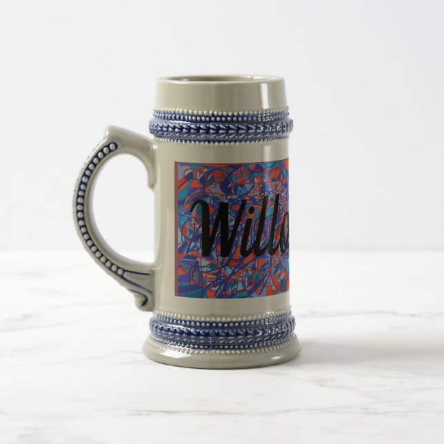 abstract art Willow Glen in big letters Beer Stein (Left)