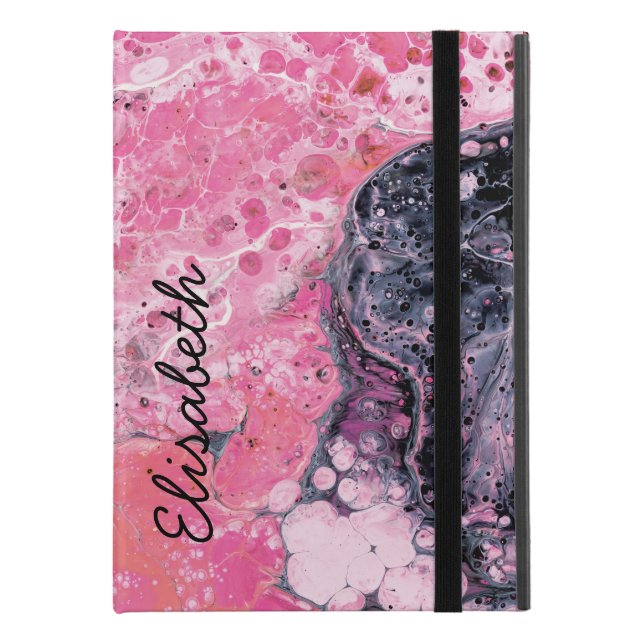Abstract Art With Acrylic Paint Pour | Pink Black iPad Pro 9.7" Case (Front Closed)