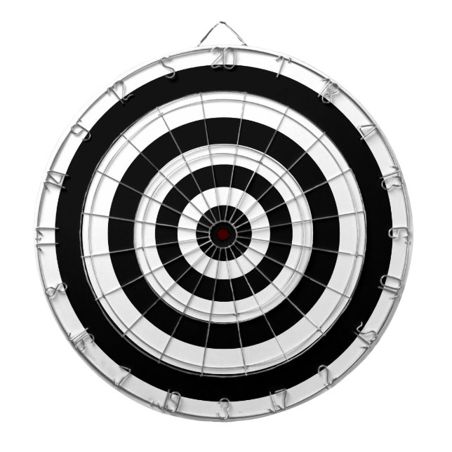 Abstract Art with Circles in Black & White Dartboard (Front)
