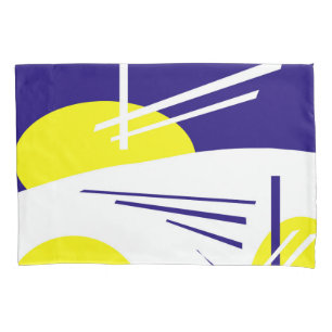 Abstract Art Yellow Blue White Busy Print Pillowcase