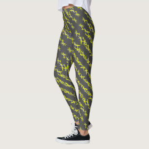 Abstract Art Yellow Grey Pastel Colors Leggings