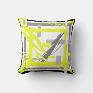 Abstract Art Yellow Grey Throw Pillow Cushion
