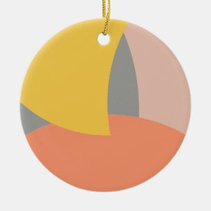 Abstract Art Yellow Grey White Ceramic Tree Decoration