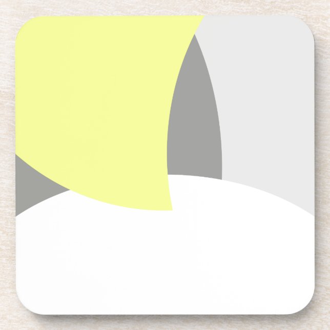 Abstract Art Yellow Grey White Coaster (Front)