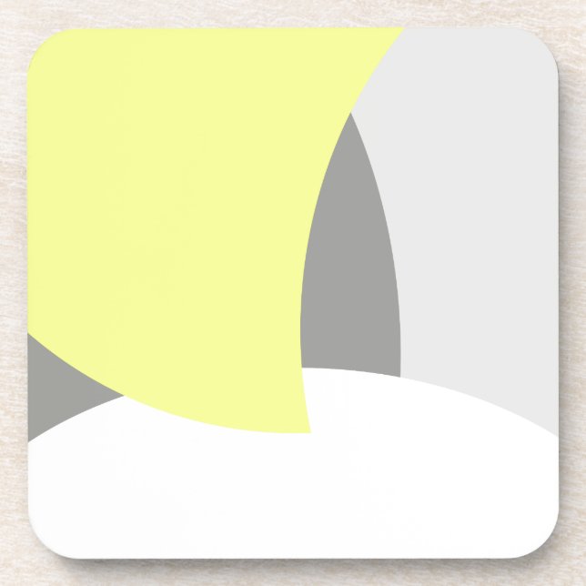 Abstract Art Yellow Grey White Coaster (Front)