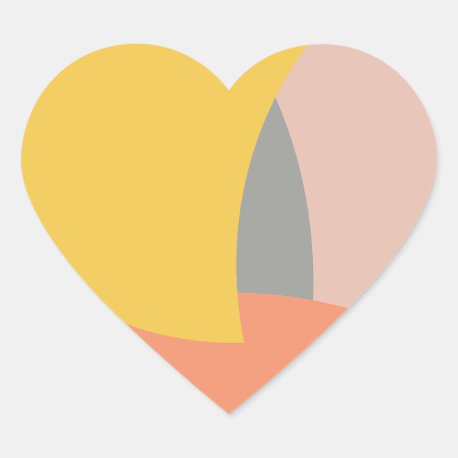 Abstract Art Yellow Grey White Heart Sticker (Front)