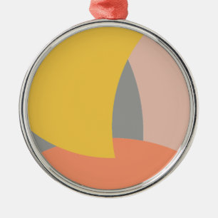Abstract Art Yellow Grey White Metal Tree Decoration