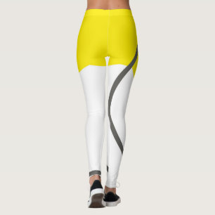 Abstract Art Yellow Grey White Minimalism Leggings