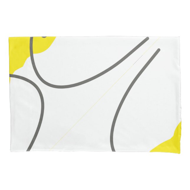Abstract Art Yellow Grey White Minimalism Pillowcase (Front)