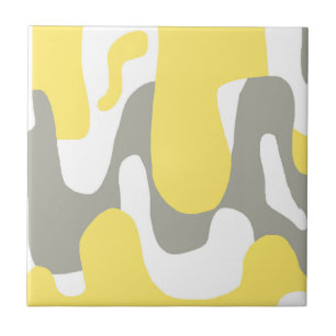 Abstract Art Yellow Grey White Pastel Tile