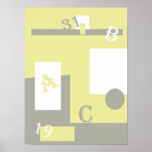 Abstract Art Yellow Grey White Poster