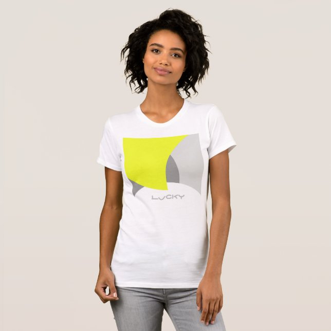 Abstract Art Yellow Grey White T-Shirt (Front Full)