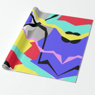 Abstract Art Yellow White Grey Pattern Wrapping Paper