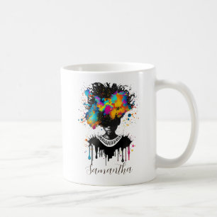 Abstract Artist Afro Woman Black and White Coffee Mug