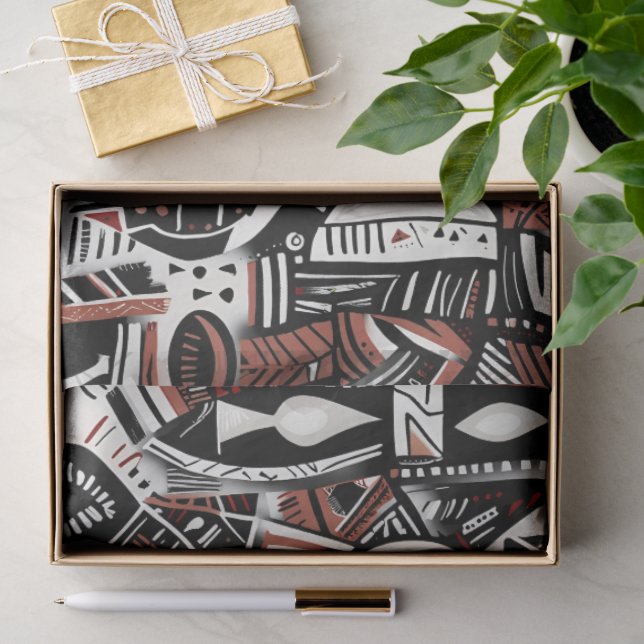 Abstract Artistic Boho Whimsical Geometric Pattern Tissue Paper (Gift)