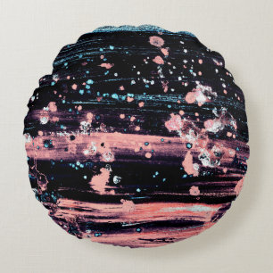 Abstract artistic dark grey and pink background wi round cushion