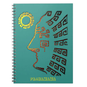 Abstract Artistic Drawing of Machu Picchu on Teal Notebook