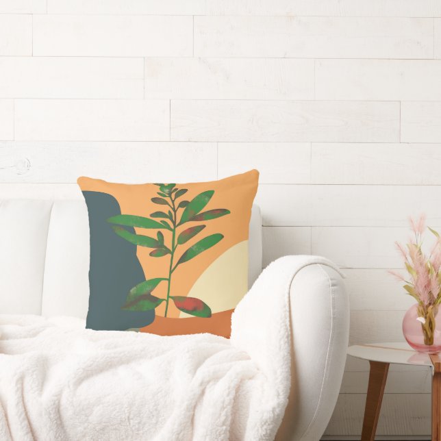  Abstract Artistic Foliage Silhouette Colour Block Cushion (Couch)