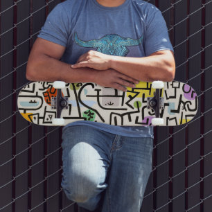 Abstract Artistic Fusion: The Cubist Marvel Skateboard