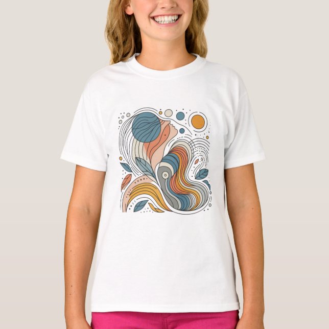 Abstract Artistic Girl Face Illustration T-Shirt (Front)