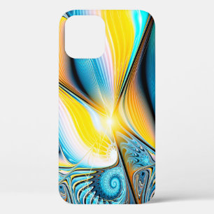 Abstract artistic golden and blue modern light bac iPhone 12 case