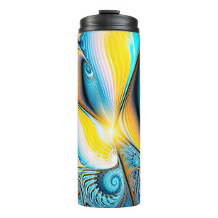 Abstract artistic golden and blue modern light bac thermal tumbler