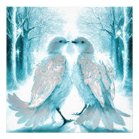 *~* Abstract Artistic Love Birds AP54 Art Winter