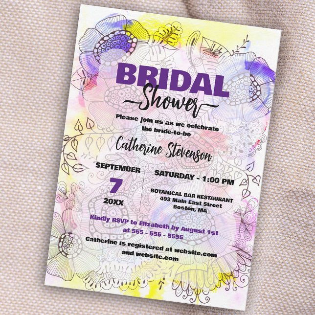 Abstract Artistic Pastel Floral Bridal Shower Invitation (Creator Uploaded)