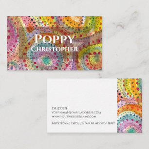 Abstract Artistic Watercolor Dotted Circles Business Card