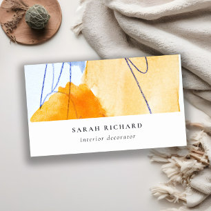 Abstract Artistic Yellow Blue Watercolor Art Business Card