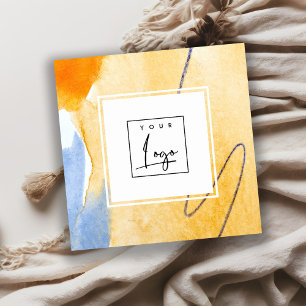 Abstract Artistic Yellow Blue Watercolor Art Logo Square Business Card