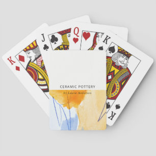 Abstract Artistic Yellow Blue Watercolor Art Playing Cards