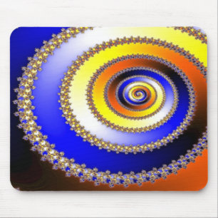 Abstract ARTs - Spiral blue yellow Mouse Pad