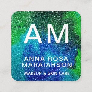*~* Abstract Artsy BOLD GLITTER Photo Logo QR Square Business Card
