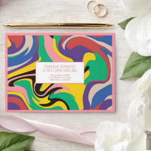 Abstract Artsy Pink Swirl Wedding Envelope