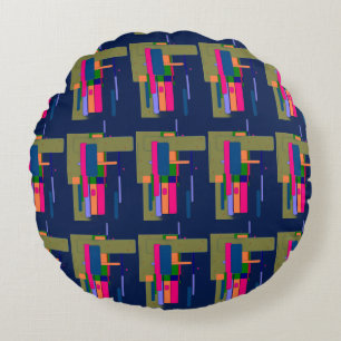 Abstract Artwork Composition Round Cushion