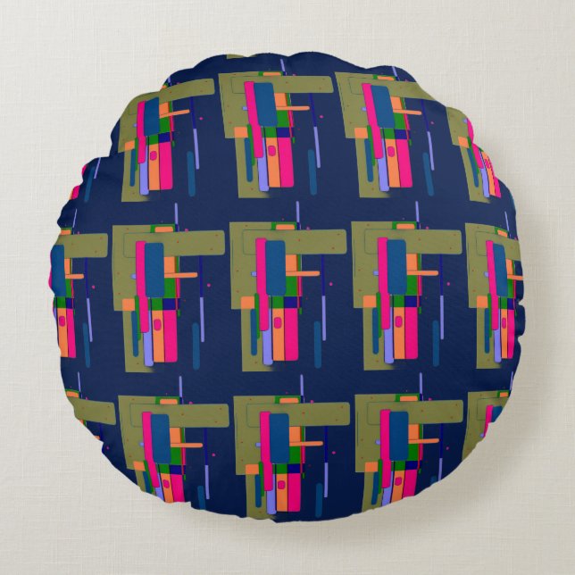 Abstract Artwork Composition  Round Cushion (Front)