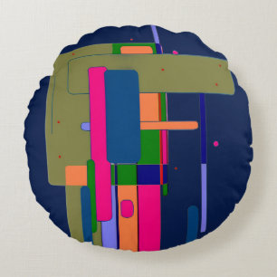 Abstract Artwork Composition Round Cushion