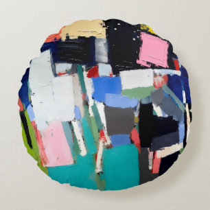 Abstract Artwork Composition Round Cushion