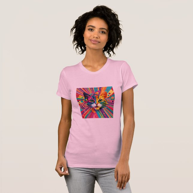 Abstract artwork design Cat that is vibrant, T-Shirt (Front Full)