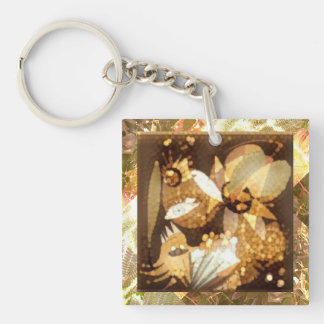 Abstract Artwork Gold Sparkle Key Ring