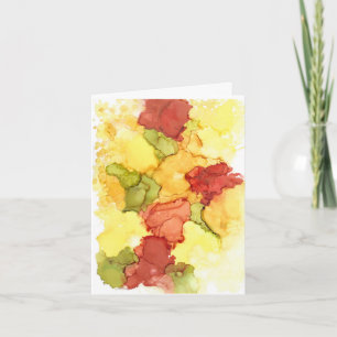 Abstract artwork in alcohol ink bold colours thank you card