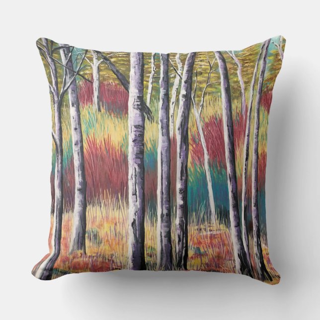 Abstract Aspen Tree Pillow (Front)