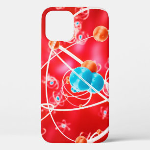 Abstract atom background, Chemistry model of molec iPhone 12 Case