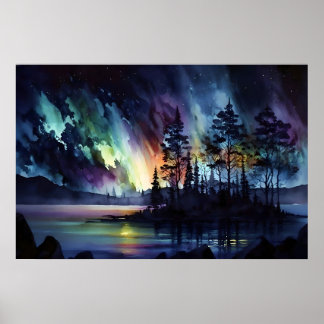 Abstract Aurora Borealis Poster