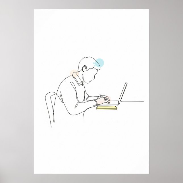 abstract author one line art continuous poster (Front)