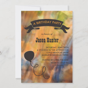 Abstract Autumn Colours Balloon Birthday Party Invitation