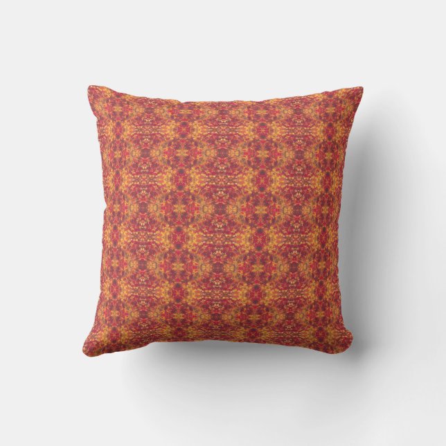 Abstract Autumn Decor Red Orange Cushion (Back)
