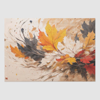 Abstract Autumn Fall Leaves Foliage Decoupage Tissue Paper