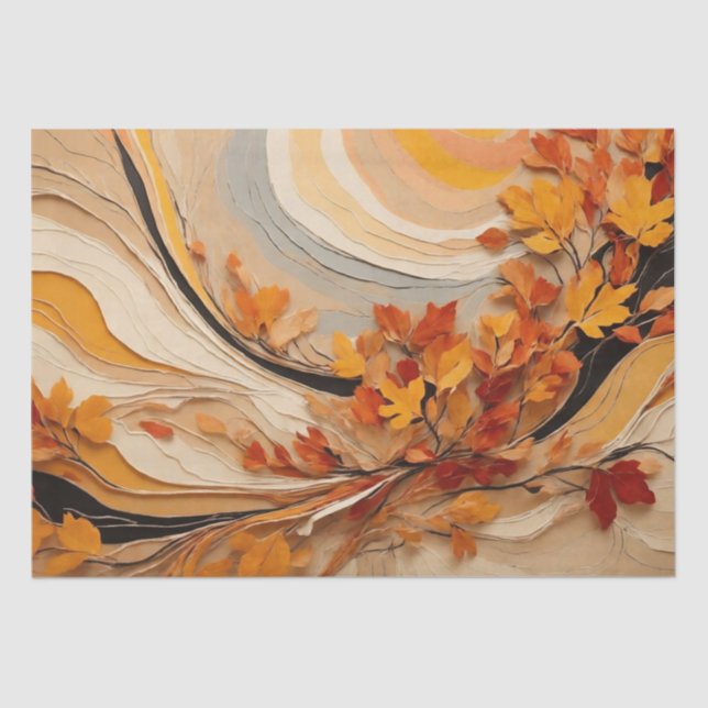 Abstract Autumn Fall Leaves Foliage Decoupage Tissue Paper (Front)